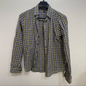 Michael Kors Black and Yellow Plaid Button Down Shirt